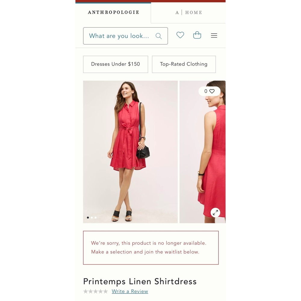Anthropologie HD in Paris Fuchsia Pink 100% Linen Sleeveless Button Front Dress
